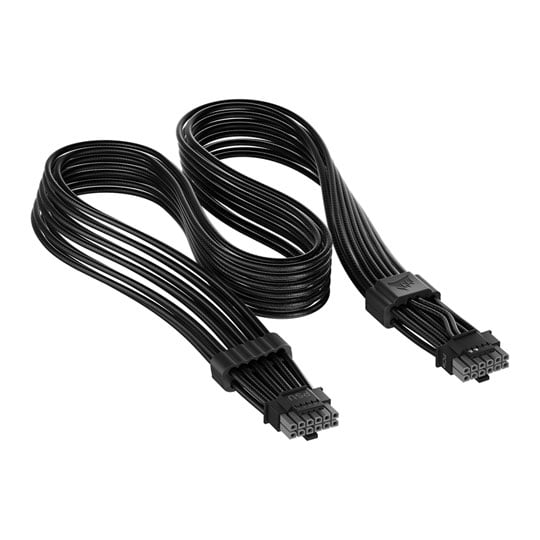 Corsair ThermalProtect PCIe 5.1 600W 12V-2x6 Power Cable, Black, Over Temperature Protection, Dual-Tone Connector