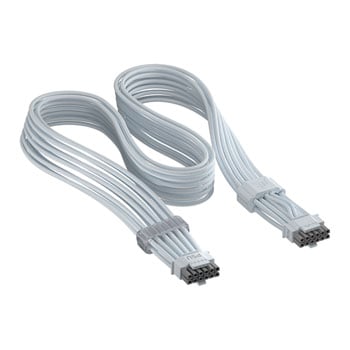 Corsair ThermalProtect PCIe 5.1 600W 12V-2x6 Power Cable, White, Over Temperature Protection, Dual-Tone Connector