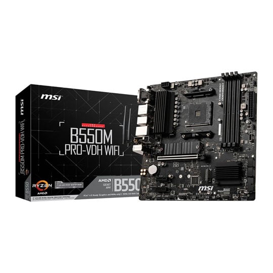 MSI Refurbished MSI B550M PRO-VDH WIFI, AMD B550, S AM4, DDR4, SATA3, PCIe 4.0, GbE, ac WiFi/BT 4.2, USB 3.2 Gen1 A+C