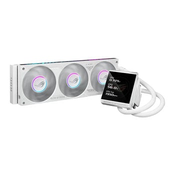 ASUS ROG STRIX LC IV 360 ARGB LCD AIO Hydro CPU Cooler, White, 5.08" LCD Screen, 3x 120mm Integrated Fans, Intel / AMD