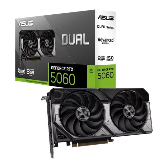 ASUS NVIDIA GeForce RTX 5060 DUAL OC Advanced Ed. 8GB GDDR7 Ray-Tracing Graphics Card, DLSS 4, 3840 Core, 2587 MHz Boost