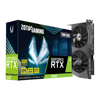 Zotac GAMING GeForce RTX 3060 TWIN EDGE 12GB GDDR6 Ray-Tracing Graphics Card, 3584 Core, 1320MHz, 1777MHz