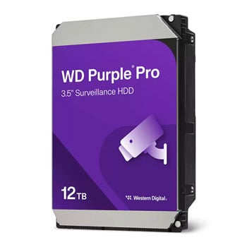 WD 12TB Western Digital Purple Pro WD122PURP Hard Disk Drive, 3.5", SATA III (6Gb/s), CMR, 7200RPM, 512MB Cache, OEM
