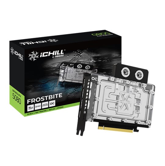 Innovision 3D INNO3D NVIDIA GeForce RTX 5080 iCHILL FROSTBITE 16GB Ray-Tracing Graphics Card, DLSS 4, 10752 Cores, 2715Mhz Boost