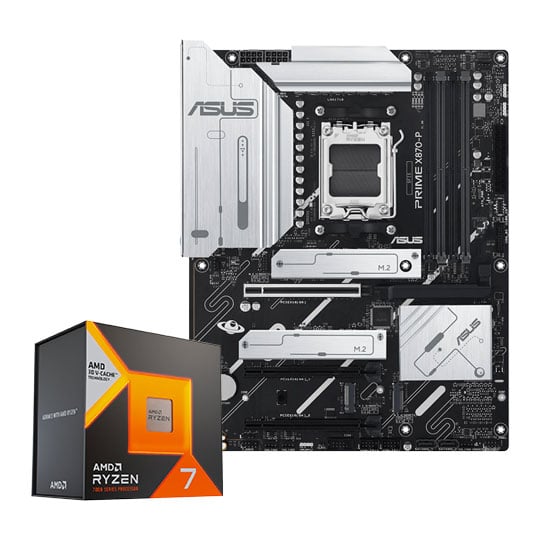 ASUS Prime X870-P ATX Motherboard with AMD Ryzen 7 7700X3D 8 Core Processor Hardware Bundle
