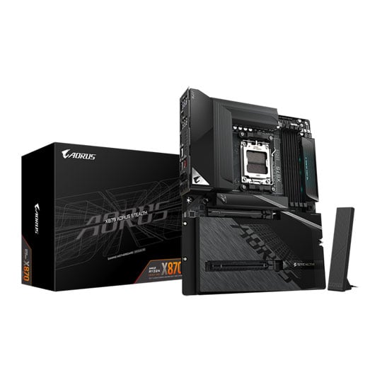 Gigabyte X870 AORUS STEALTH, AMD X870, AM5, DDR5, PCIe 5.0, 4x M.2, 5GbE, Wi-Fi 7, USB 4.0, AMD EXPO, ATX
