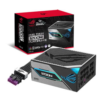 ASUS 1200W ASUS ROG Thor Platinum III PSU, Black, Fully Modular, 80PLUS Platinum, Single Rail, 100A, GPU Stabiliser, ATX 3.1
