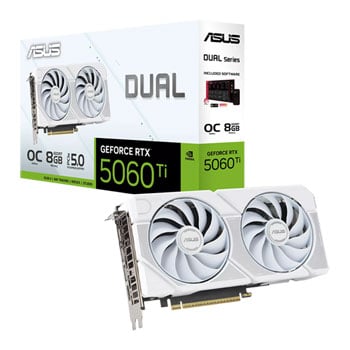 ASUS NVIDIA GeForce RTX 5060 Ti DUAL White OC 8GB GDDR7 Ray-Tracing Graphics Card, DLSS 4, 4608 Core, 2632 MHz Boost