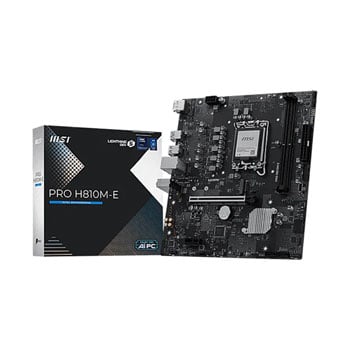 MSI PRO H810M-E Motherboard, Intel B860, S 1851, DDR5, PCIe 5.0, 1x M.2, 2.5GbE, USB 3.0, Intel XMP, mATX