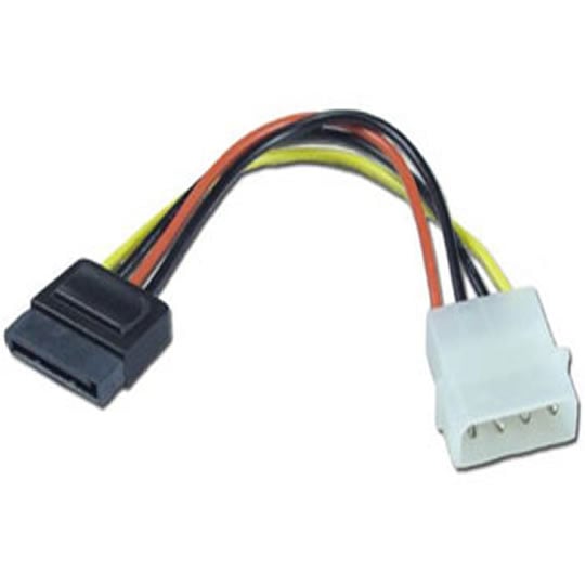 Cables Direct 20cm Scan 88RB-414, SATA Power Converter, 4-pin Molex to 15-pin SATA, 18AWG